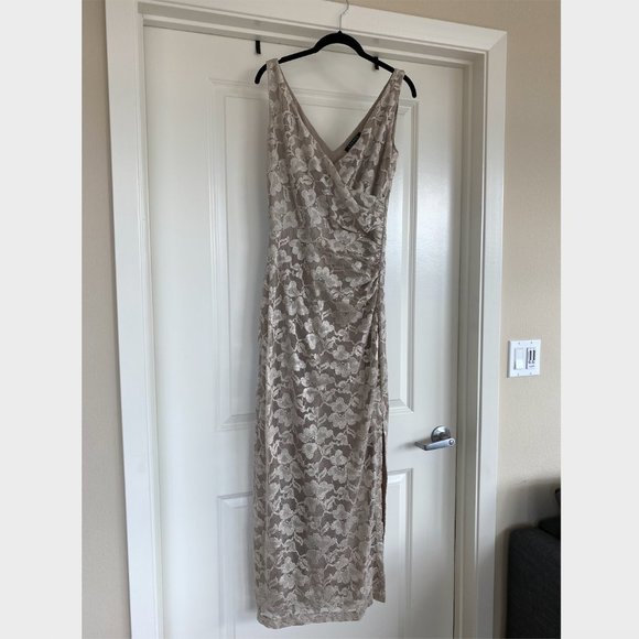 Ralph Lauren Evening Gown Lace Champagne - Picture 1 of 4